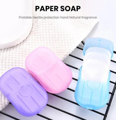 50 Sheets Disposable Travel Portable Plant Extract Fragrance Water Soluble Hand Soap Paper Handy Travel Washable Paper Soap Scented Pocket Customized Rose Soap