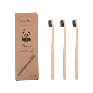 Biodegradable family travel Soft Bristles pack  bamboo charcoal toothbrush  pack of 2
