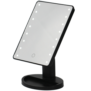 Black led cosmetic mirror with base of 16 led lights