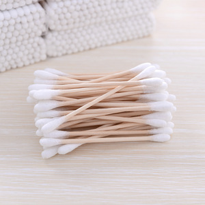 double head cosmetics cotton buds 100pcs/bag makeup tools ear buds cotton swabs ear wax remover cotton swab wooden stick