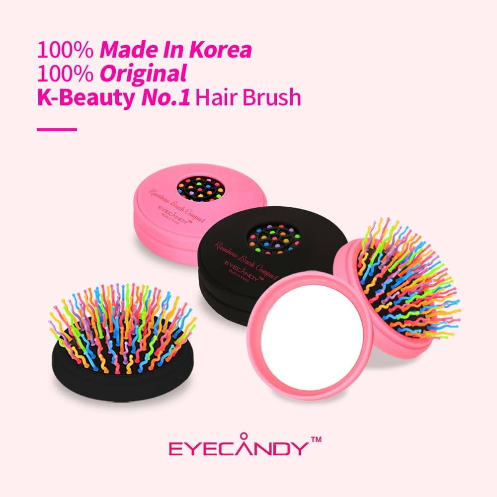 Eyecandy rainbow volume S hair brush Compact, soft &amp; easy detangling, natural hair volume