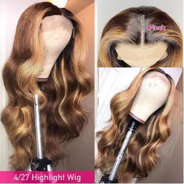 Factory Price 10A Brazilian Hair Transparent Lace High Quality P4/27 100% Human Remy Long Hair High Light 13*4 HD Lace Front Wig