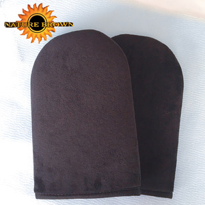 Fake self spray tanning lotion by tanning mitt applicator with logo