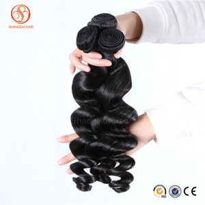 Machine make the weft can perm can dye 100% virgin malaysian human hair loose wave bundles