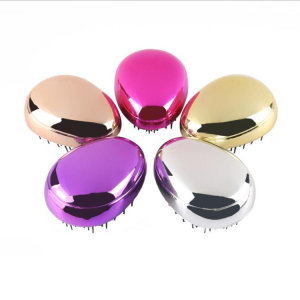 New design small egg slivery golden plastic detangling hair brush wholesale