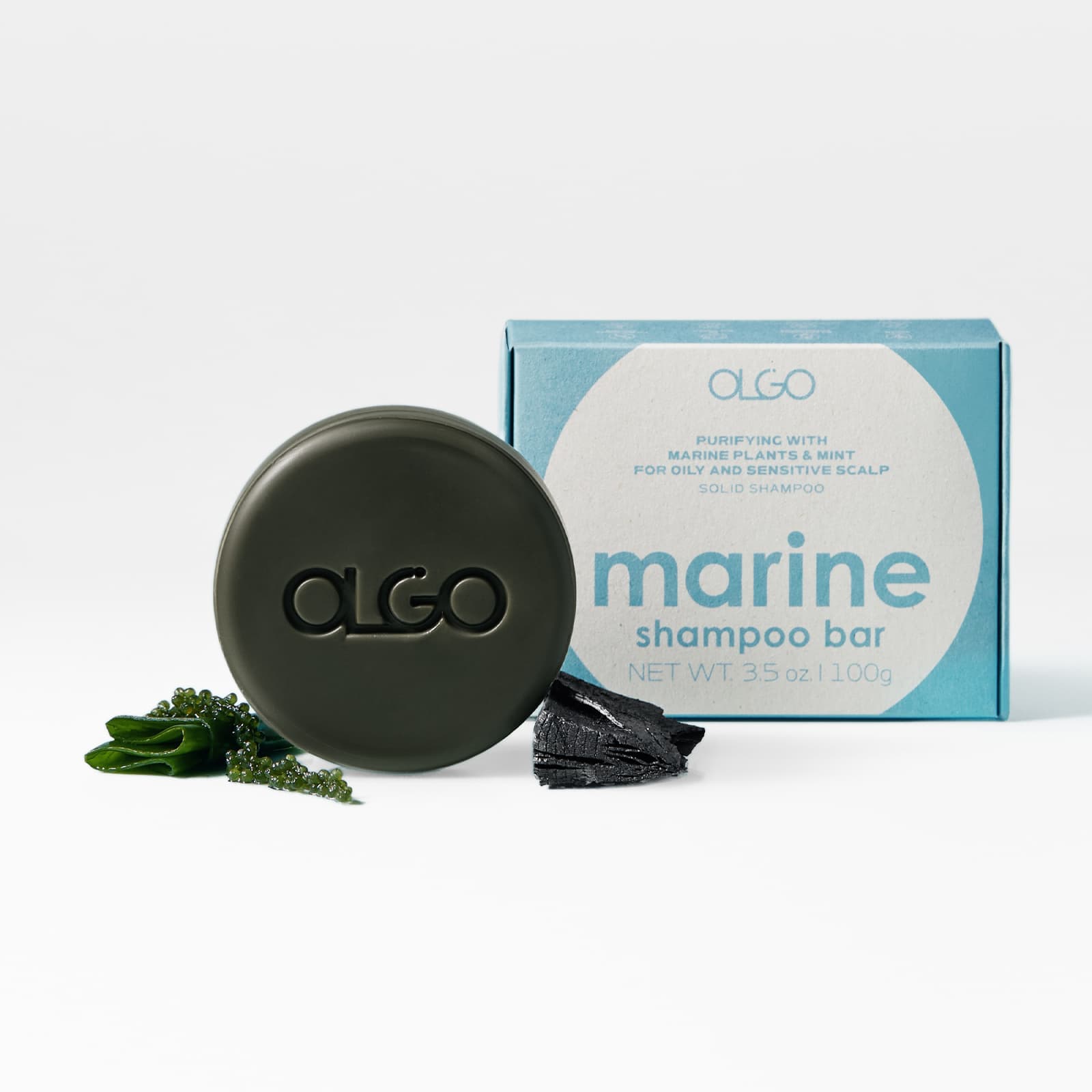 OLGO Marine Shampoo Bar - Vegan soap-free solid shampoo for scalp cooling, hair volume, oily hair