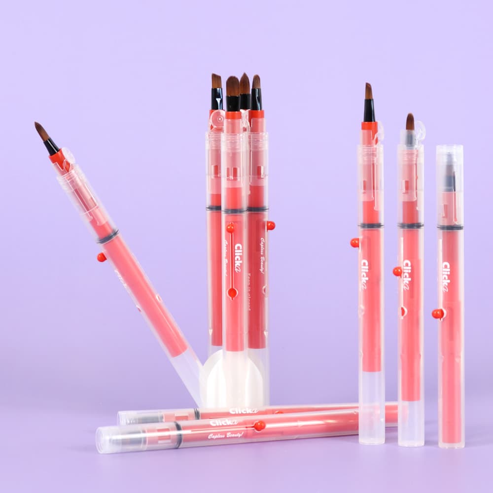 Retractable Automatic Lid Lip Eyeshadow Pointshadow Concealer Smudge Eyebrow Makeup Brush Set