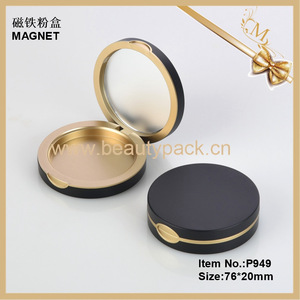 Wholesale Luxury 59mm Matte Black Round Magnetic Compact Powder Case with Mirror