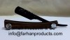 Wood handle straight barber razor