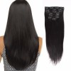 Natural color real remy brazilian 100% human clip in hair extensions