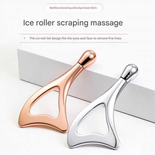 Silver Color Metal Die Casting Zinc Alloy Eye Massage Stick U-Shaped Face Scraping Massager
