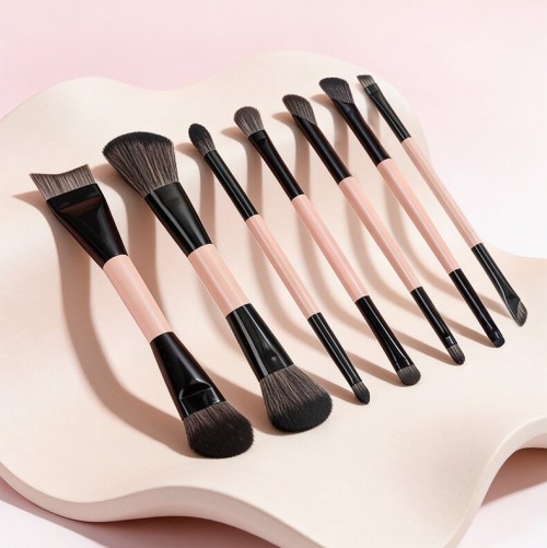 Space-Saving 7-Piece Double-Ended Makeup Brushes Manufacturer Premium Synthetic Travel Cosmetic Tool Kit for OEM/ODM Private Label