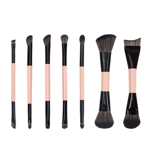 Space-Saving 7-Piece Double-Ended Makeup Brushes Manufacturer Premium Synthetic Travel Cosmetic Tool Kit for OEM/ODM Private Label