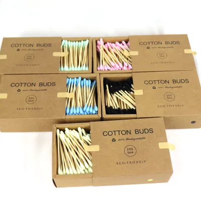 5 Boxes Disposable Double Head Bamboo Cotton Swab