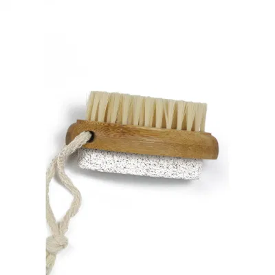 Bamboo Nail Brush with Soft Bristles Two-Side Firm Scrub Brush for Toes and Nails Foot Exfoliation Nail Care Cleaning Nail Brush