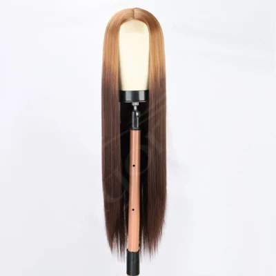 Brown Soft Long Straight Middle Part Lace U Part Synthetic Wigs