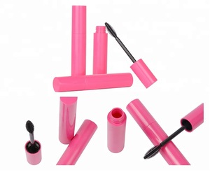 Empty plastic cosmetic mascara tube with silicone brush