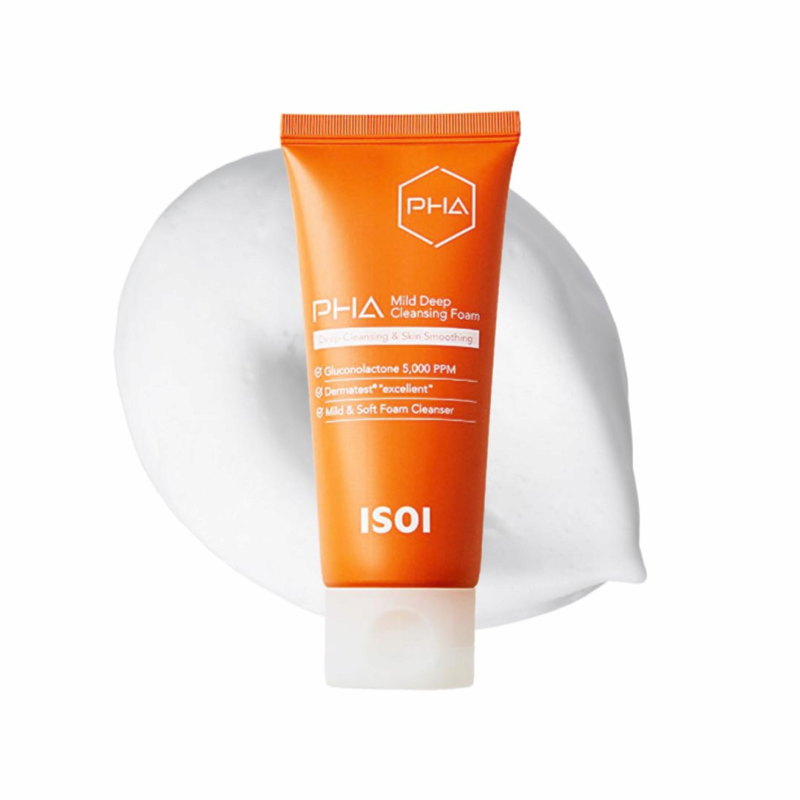 ISOI PHA Mild Deep Cleansing Foam Gentle Daily Exfoliating Cleanser with Hydrating PHA Formula 