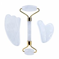 Jade Roller&Gua Sha set, Face Roller, Facial Beauty Roller Skin Care Tools-Crystal