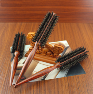 Natural Mane Bristles Wooden handle Roll Hair Brush hairdresser professional hair styling hairbrushes comb