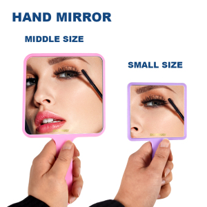 Portable custom plastic square mini pocket hand-held cosmetic mirror handheld mirror with handle