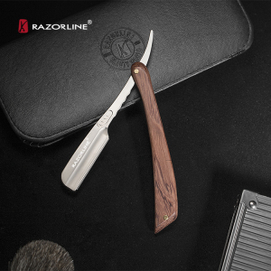 RAZORLINE H15WY Brown Professional Fancy Wooden Handle Face Shaving Razor