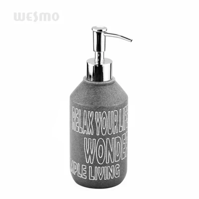 Simple Design White and Grey with Marble Polyresin Bathroom Soap Dispenser