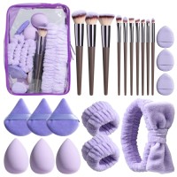 23PCS Professional Makeup Brushes Set Face Wash GRWM Cosmetic Spa Tools Kit Facial Makeup Tools Spa Headband Wristband Set
