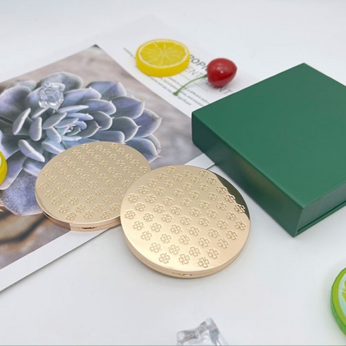 Portable Pocket Gold Clover Cosmetic Mirror Zinc Alloy Folding Double Sided Makeup Mirror