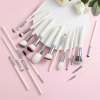 Factory Wholesale 18 Pcs White Makeup Brush Set Private Label Soft Synthetic Hair Silver Ferrule Professional Face Eye Cosmetic Brushes Kit