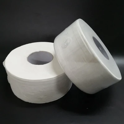 100% Virgin Wood Pulp Material Natural White Toilet Paper Tissue Jumbo Roll