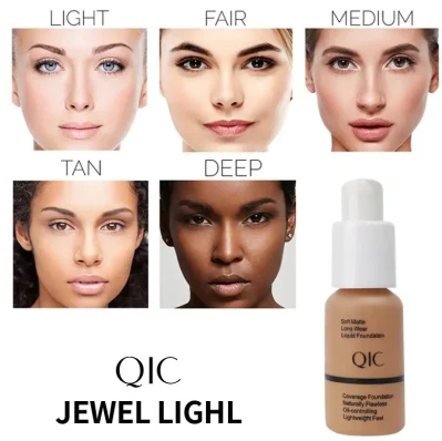 5-Color Liquid Foundation Matte Oil Control Full Coverage Concealer Cream Long Lasting Waterproof Flawless Liquid Foundation