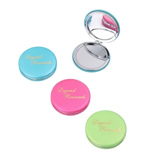 Custom logo Foldable PU Leather Makeup Mirror Plain Cosmetic Mini Metal Compact Pocket Mirror/Makeup Vanity Mirror