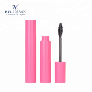 Empty plastic cosmetic mascara tube with silicone brush