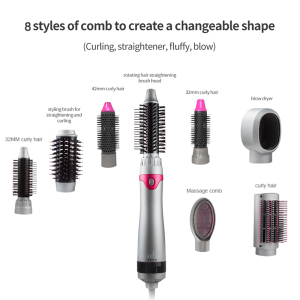 Factory price new hot air brush 8 in 1 interchangeable brush heads rotating electric one step hot air brush