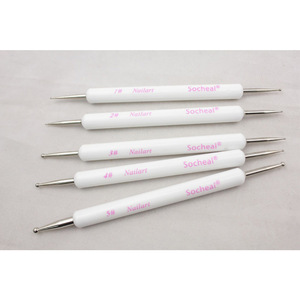 factory supply hot sale 5 pcs/set colored pearl double heads nail art tool dotting pen