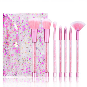 Glitter makeup brush girl heart PVC Plastic handle animal Hair a set of make up brushes empty handle