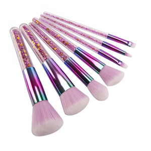 High quality 7pcs purple pink makeup brushes with glitter handle