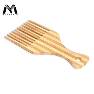 Mr. Mountain Wholesale Natural Private Label Wide Tooth Bamboo Afro Pick Comb