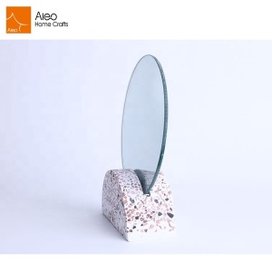 New Arrival Fashion Item Desktop Folding Removable Granite Terrazzo Makeup Mirror