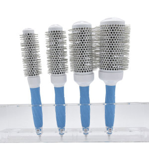 Nylon Mixed Boar Bristle Plastic hair straightening brush blue-silver hair brush