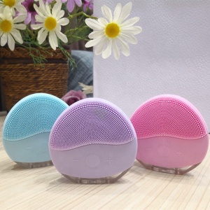 Portable USB Recharging Sonic Vibration Face Cleansing Brush Silicone Waterproof Electric Facial Brush
