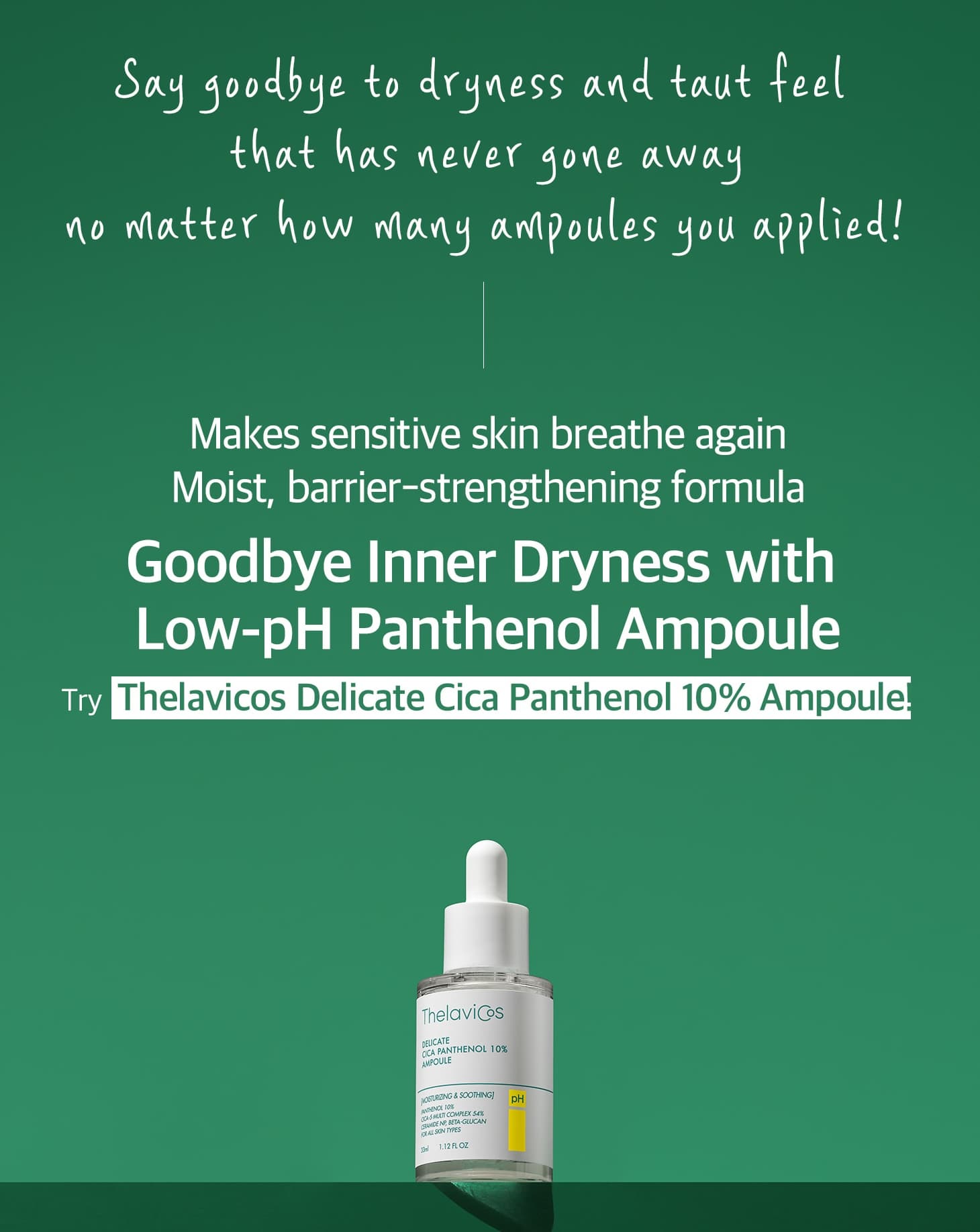 Skin Care Hydrating Ampoule 10% Panthenol &amp; 54% Cica5 Multi Complex 33ml