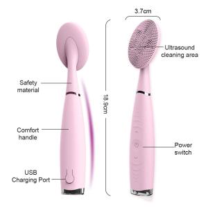 Topacme Handheld Sonic Facial Cleansing Brush IPX7 Waterproof Silicone Facial Brush