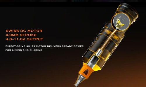 High Efficiency 4.0MM Bronc X Pen Stroke Wireless for Motor 1250mAh Battery Tattoo Machine 111MM Length Cartridge Needles