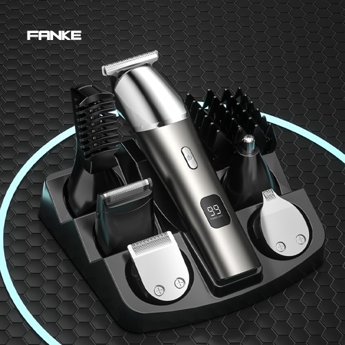 Manufacturer Customized LED Display 6 in 1 Hair Clipper Kit USB Charging Professional Men's Metal Electric Hair Clipper