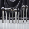 Custom Logo 9Pcs Silver Makeup Brush Set Double Ended Cosmetic Brushes Soft Synthetic Hair Beauty Tool Kit Wholesale OEM/ODM