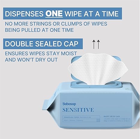 Bebesup Sensitive Wet Wipes, Embossed 80 Sheets With Cap (65GSM)