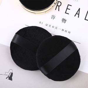 Custom Logo Black color Makeup Powder puff Soft Talc Cotton Cosmetic Puff for Baby Loose Powder