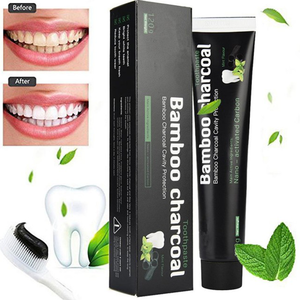 Free sample organic natural black crystal activated bamboo charcoal teeth whitening toothpaste